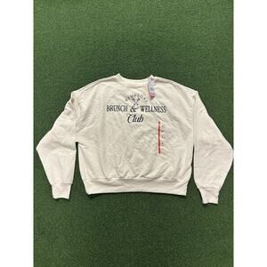 Hamptons Brunch & Wellness Club" graphic crewneck sweatshirt XS Women